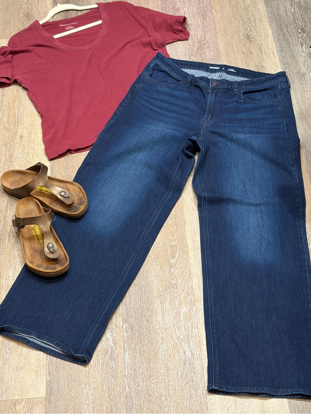 Women's High Rise Wow Wide Leg Dark Denim jeans casual minimalist capsule